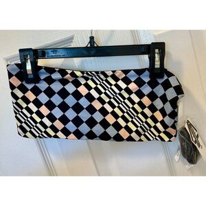 NWT RVCA Reversible Bandeau Bikini Top Checker Multi Color Black Womens XS